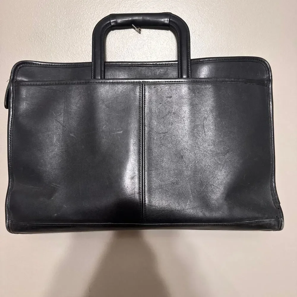 Coach Vintage Portfolio Retractible Handles Briefcase Black Leather